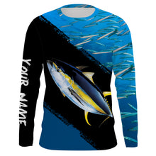 Load image into Gallery viewer, Yellowfin Tuna Fishing Shirts Blue Ocean Camo Performance Fishing Shirt, Personalized Fishing jerseys TTN31