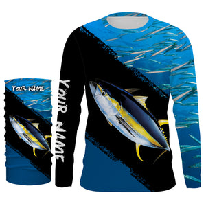 Yellowfin Tuna Fishing Shirts Blue Ocean Camo Performance Fishing Shirt, Personalized Fishing jerseys TTN31