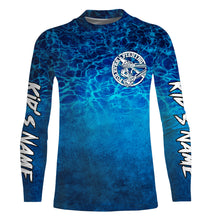 Load image into Gallery viewer, Funny Skeleton Forever Fishing Jerseys, Blue Deep Sea Camo Custom Long sleeve performance Fishing Shirts TTN93