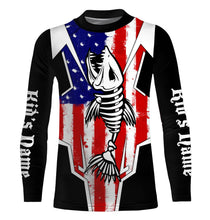 Load image into Gallery viewer, Bass Fish Skeleton American Flag Patriotic UV Protection Fishing Shirt Personalized Fishing Jerseys TTN25