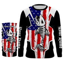 Load image into Gallery viewer, Bass Fish Skeleton American Flag Patriotic UV Protection Fishing Shirt Personalized Fishing Jerseys TTN25