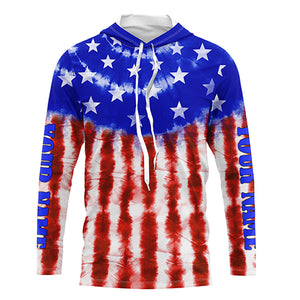 Custom Tie dye American Flag Fishing Shirts, USA Patriotic Fishing gifts UV Protection TTV89