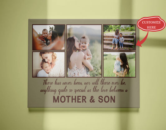 Personalized Canvas| Mother & Son - Custom Image Canvas for Mother| Birthday Gifts for Her, Mother, Mom| T163