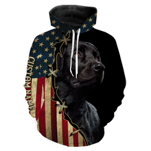 Load image into Gallery viewer, Labrador Retriever T-shirt Long Sleeve Hoodie| Custom All Over Print USA Flag Black Labrador Shirt| JTSD285