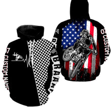 Load image into Gallery viewer, Dirt Bike American Flag Personalized Long Sleeves, Hoodie, Braap Motocross Off-road Racing Patriotic| NMS290