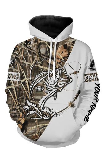 Custom camo bass fishing shirts all over printed T-shirt, Long sleeve, Hoodie, Zip up hoodie