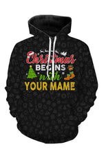 Load image into Gallery viewer, Christmas begins with my name funny christmas gift shirts, hoodie, long sleeves