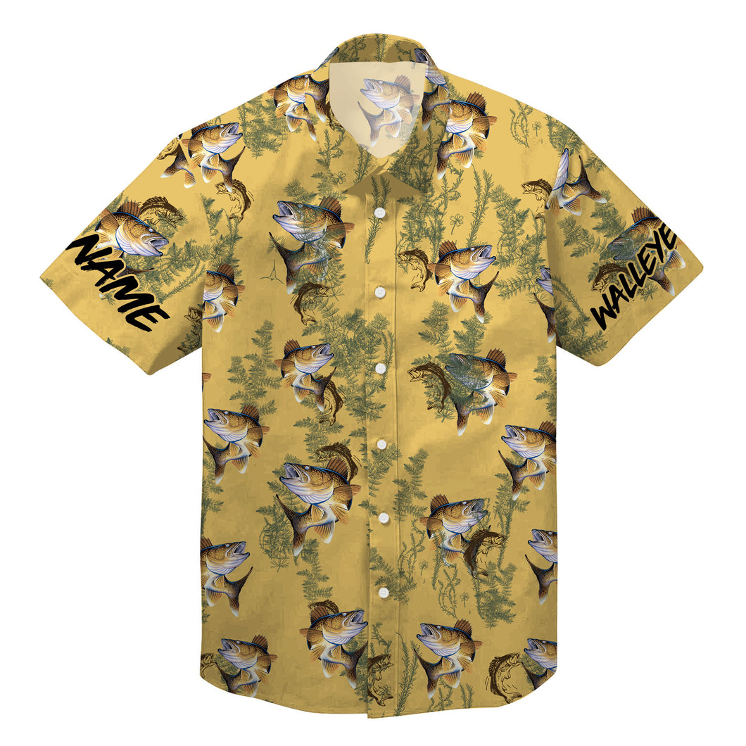 Walleye fishing Hawaiian tshirts 3D All over printed custom name shirts personalized gift TAHT09
