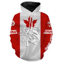 Load image into Gallery viewer, Walleye Fishing 3D Canadian Flag Customize name All over print shirts, fishing gift for men NQS470