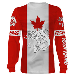 Walleye Fishing 3D Canadian Flag Customize name All over print shirts, fishing gift for men NQS470