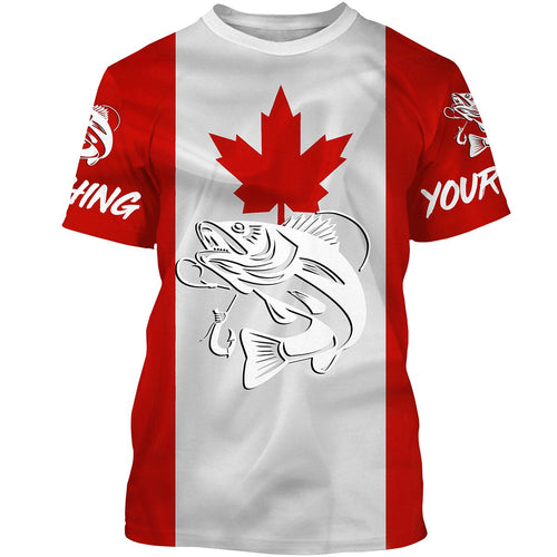 Walleye Fishing 3D Canadian Flag Customize name All over print shirts, fishing gift for men NQS470