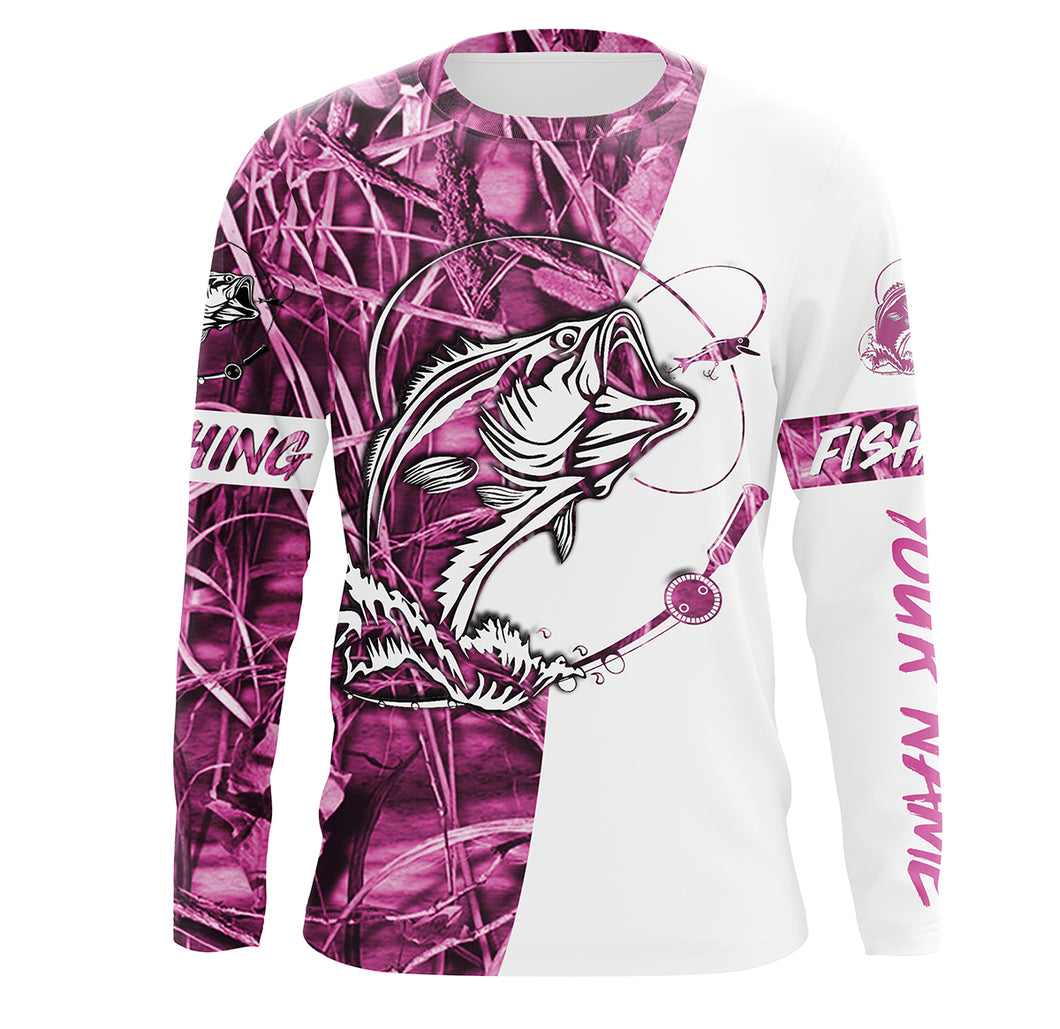 Pink Camo fishing tattoo UV protection quick dry customize name long sleeves UPF 30+ personalized gift