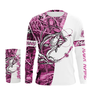 Pink Camo fishing tattoo UV protection quick dry customize name long sleeves UPF 30+ personalized gift