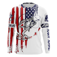 Load image into Gallery viewer, Bass fishing with America flag fishing shirt gift for fisherman A10