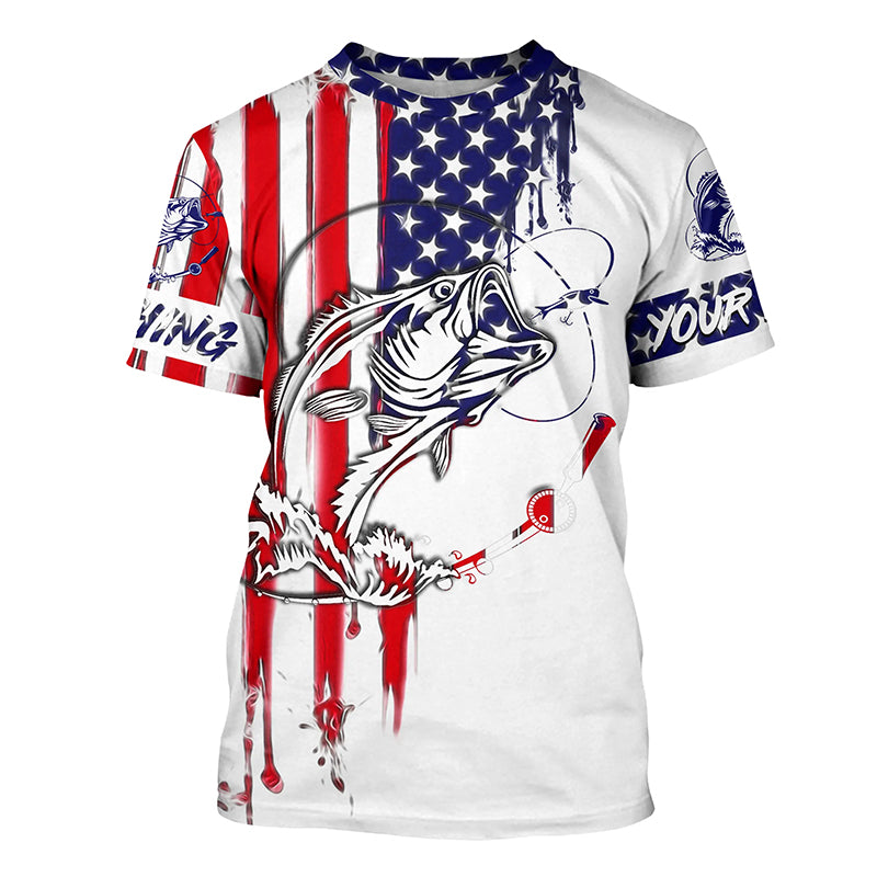 Bass fishing with America flag fishing shirt gift for fisherman A10