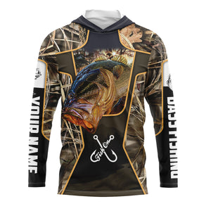 Fish on bass fishing UV protection quick dry Customize name long sleeves UPF 30+ personalized gift