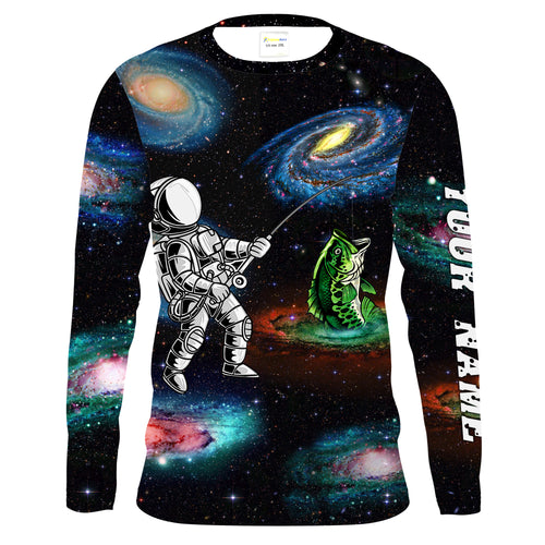 Astronauts galaxy bass fishing custom name UV protection Shirts fishing gifts TATS202