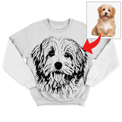 Custom dog's photo t shirt with sketch effect large print personalized gift