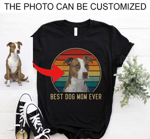 Custom photo best dog mom ever vintage personalized gift women's t-shirt