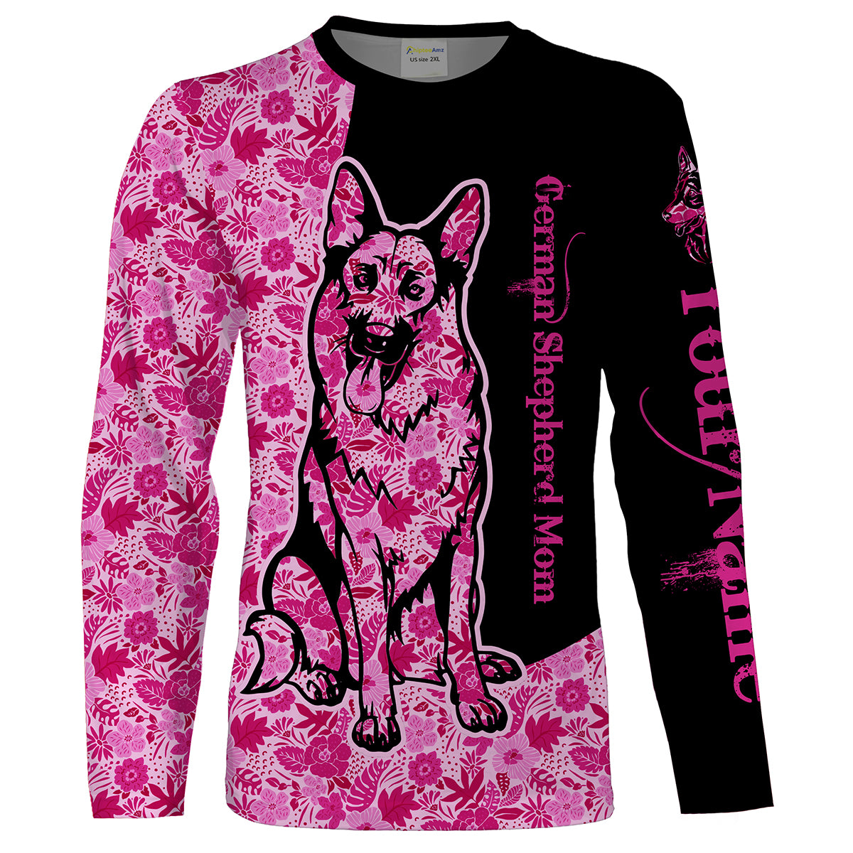 German shepherd dog mom custom name full printing shirts, Personalized Gifts TATS205