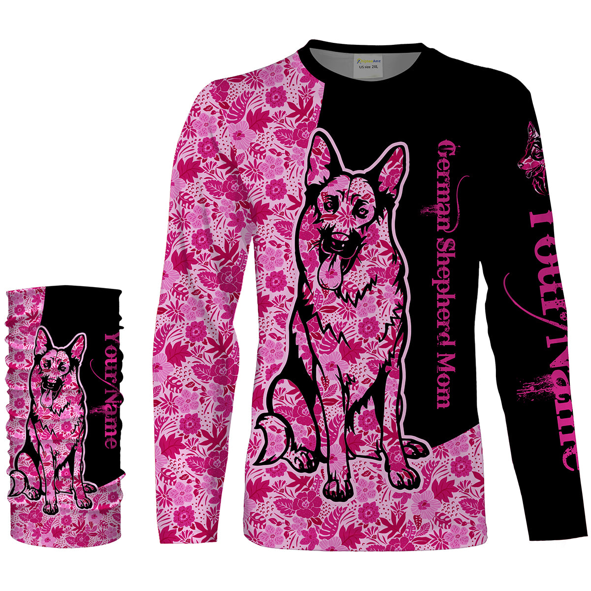 German shepherd dog mom custom name full printing shirts, Personalized Gifts TATS205