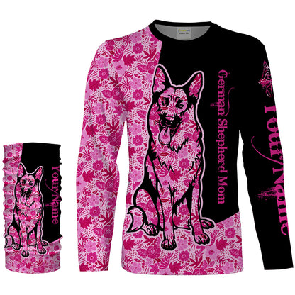 German shepherd dog mom custom name full printing shirts, Personalized Gifts TATS205