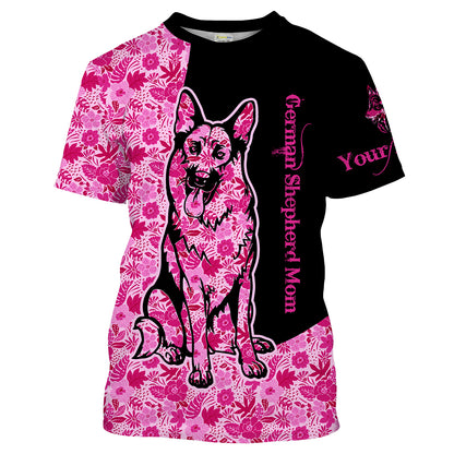 German shepherd dog mom custom name full printing shirts, Personalized Gifts TATS205