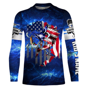 Sailfish fishing 3D American flag patriot UV protection quick dry Customize name long sleeves UPF 30+ personalized gift tshirt saltwater fishing apparel