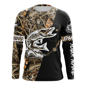 Musky Fishing tattoo Camo UV protection quick dry customize name long sleeves shirts UPF 30+ personalized gift for Fishing lovers