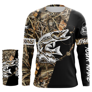 Musky Fishing tattoo Camo UV protection quick dry customize name long sleeves shirts UPF 30+ personalized gift for Fishing lovers