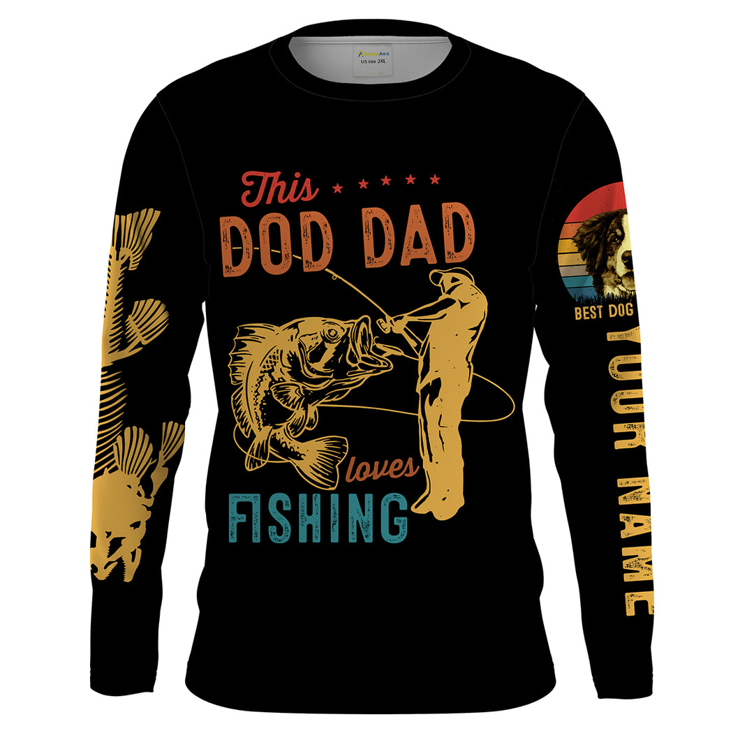 This dog dad loves fishing customize name and dog's photo UV Long Sleeve Fishing Shirts UPF 30+ TATS204