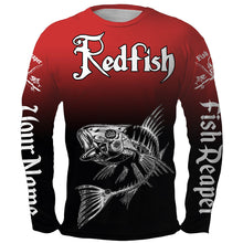 Load image into Gallery viewer, Redfish Puppy Drum fish reaper skeleton UV protection quick dry customize name long sleeves personalized gift TATS89