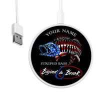 Load image into Gallery viewer, Striped bass custom name beyond the break personalized gift Wireless Charger