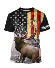 Load image into Gallery viewer, Elk Hunting US Flag Custome Name 3D All Over Printed Shirts Personalized gift TATS133