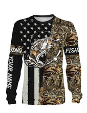 Load image into Gallery viewer, Bass Fishing US Flag Lake Camo Custom Name Full Printing Shirts Personalize Gift TATS110