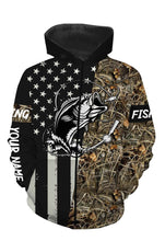 Load image into Gallery viewer, Bass Fishing US Flag Lake Camo Custom Name Full Printing Shirts Personalize Gift TATS110
