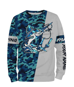 Swordfish Fishing Sea Camo Custom Name Full Printing Shirts Personalized Gift TATS114