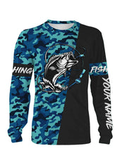 Load image into Gallery viewer, Bass Fishing Sea Camo Custom Name Full Printing Shirts Personalized Gift TATS115