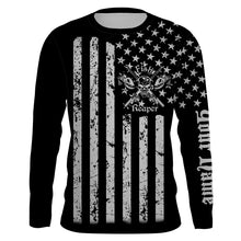 Load image into Gallery viewer, US flag fish reaper UV protection quick dry customize name long sleeves shirts UPF 30+ personalized gift