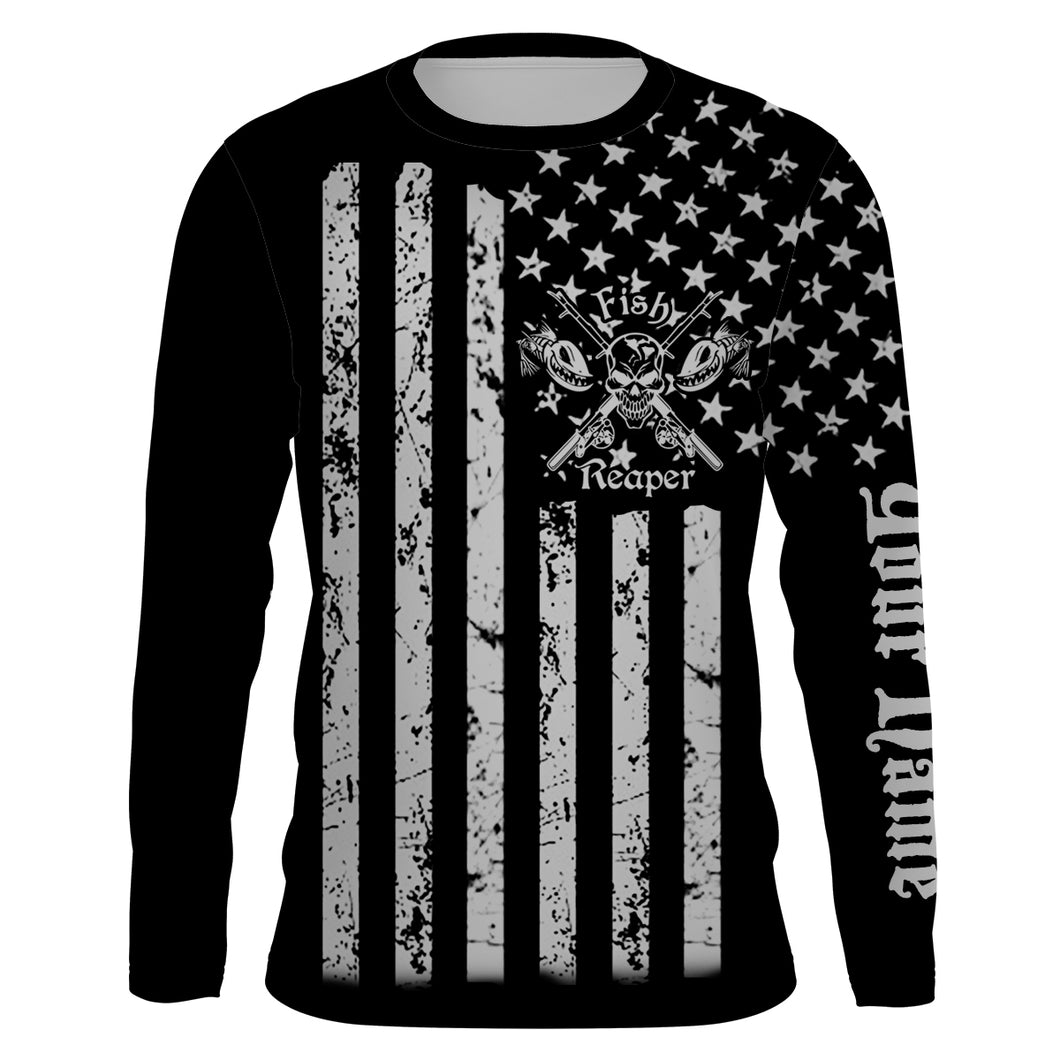 US flag fish reaper UV protection quick dry customize name long sleeves shirts UPF 30+ personalized gift