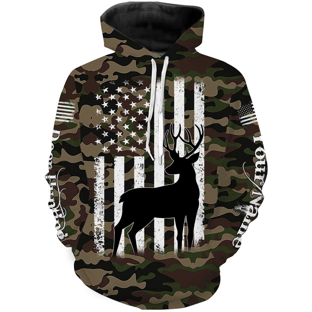 Deer hunting custom name America flag camo all over print Shirts, Hoodie, Zip up hoodie TATS212