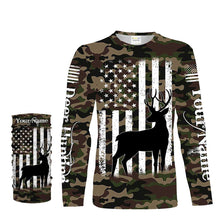 Load image into Gallery viewer, Deer hunting custom name America flag camo all over print Shirts, Hoodie, Zip up hoodie TATS212