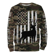 Load image into Gallery viewer, Deer hunting custom name America flag camo all over print Shirts, Hoodie, Zip up hoodie TATS212