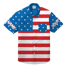 Load image into Gallery viewer, Personalized American Flag Button Down Shirts - Patriotic USA Red White and Blue Hawaiian Shirts - IPHW1213