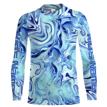 Custom Saltwater Long sleeve Fishing Shirts UV Protection, Sea wave camo Fishing Shirts - IPHW1560