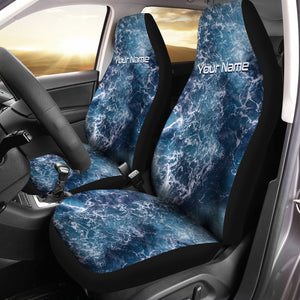 Saltwater Fishing Sea wave camo Custom Car Seat covers, Protective Front Seat Covers - IPHW1101