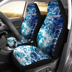 Saltwater Fishing Sea wave camo Custom Car Seat covers, personalized Fishing gifts - IPHW1102