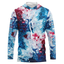 Load image into Gallery viewer, Red, White, Blue Tie Dye Camo Custom Long Sleeve Fishing Shirts, Patriotic Fishing Jerseys IPHW5206