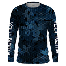 Load image into Gallery viewer, Dark blue camo Custom UV Long Sleeve performance Fishing Shirts, camouflage Fishing apparel - IPHW1578