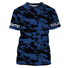 Load image into Gallery viewer, Dark blue camo Custom UV Long Sleeve performance Fishing Shirts, camouflage Fishing apparel - IPHW1579